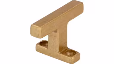 Griff Bogen Druckguss messingfarbig getrommelt matt - 46 mm lang vor weißem Hintergrund
