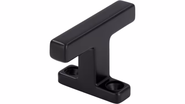 Griff Bogen Druckguss schwarz matt pulverbeschichtet - 46 mm lang vor weißem Hintergrund