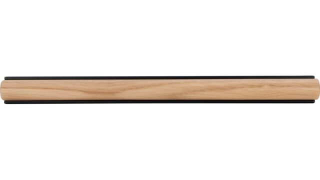 Griff Großräschen Holz - Druckguss schwarz matt pulverbeschichtet eiche natur lackiert - 188 mm lang  vor weißem Hintergrund
