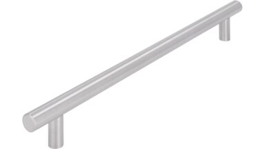 Griff Höhr-Grenzhausen Edelstahl fein geschliffen - 274 mm lang vor weißem Hintergrund