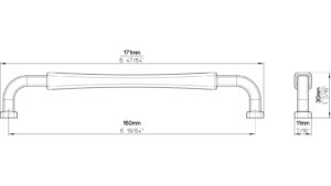 Griff Königsbach-Stein Druckguss schwarz matt pulverbeschichtet - 171 mm lang  vor weißem Hintergrund