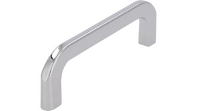 Griff Markt Indersdorf Druckguss chrom glänzend - 107 mm lang  vor weißem Hintergrund