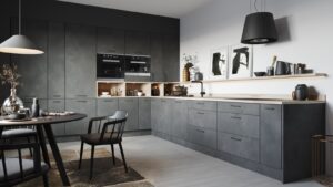 Griff Markt Indersdorf Druckguss schwarz matt pulverbeschichtet - 107 mm lang  vor weißem Hintergrund