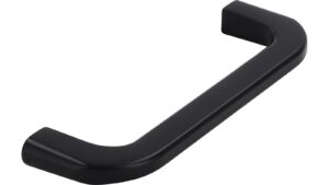 Griff Markt Indersdorf Druckguss schwarz matt pulverbeschichtet - 107 mm lang  vor weißem Hintergrund