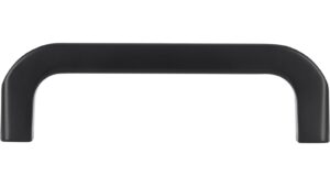 Griff Markt Indersdorf Druckguss schwarz matt pulverbeschichtet - 107 mm lang  vor weißem Hintergrund