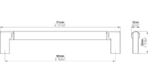 Griff Nieder-Olm Druckguss - Holz eiche natur lackiert edelstahleffekt - 174 mm lang  vor weißem Hintergrund