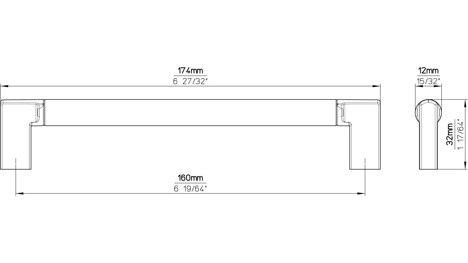 Griff Nieder-Olm Druckguss - Holz eiche natur lackiert edelstahleffekt - 174 mm lang  vor weißem Hintergrund