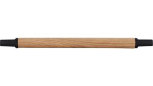 Griff Nieder-Olm Druckguss - Holz eiche natur lackiert schwarz matt pulverbeschichtet - 174 mm lang  vor weißem Hintergrund