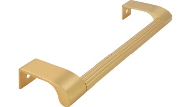 Griff Rödinghausen Aluminium - Druckguss gold matt gebürstet gold matt gebürstet - 180 mm lang vor weißem Hintergrund
