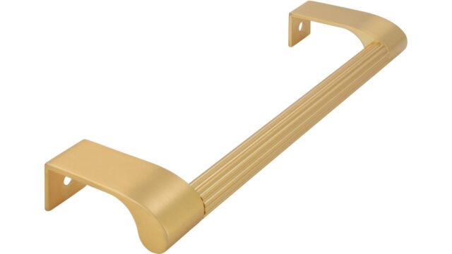 Griff Rödinghausen Aluminium - Druckguss gold matt gebürstet gold matt gebürstet - 180 mm lang vor weißem Hintergrund