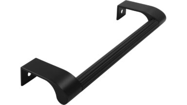 Griff Rödinghausen Aluminium - Druckguss schwarz matt pulverbeschichtet schwarz matt pulverbeschichtet - 180 mm lang vor weißem Hintergrund