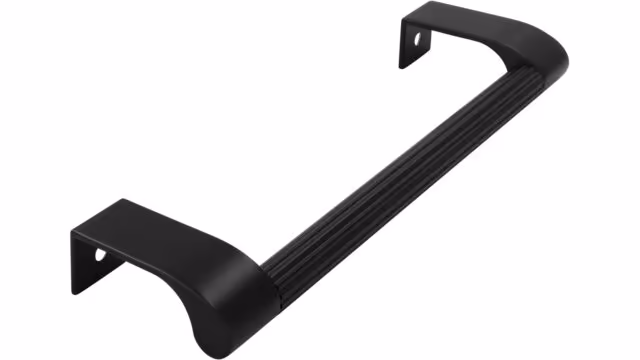 Griff Rödinghausen Aluminium - Druckguss schwarz matt pulverbeschichtet schwarz matt pulverbeschichtet - 180 mm lang vor weißem Hintergrund