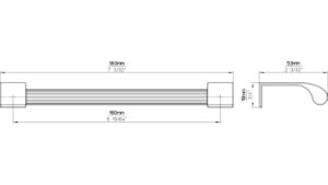 Griff Rödinghausen Aluminium - Druckguss schwarz matt pulverbeschichtet schwarz matt pulverbeschichtet - 180 mm lang  vor weißem Hintergrund