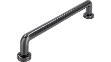 Griff Rüdesheim Druckguss schwarz chrom - 178 mm lang  vor weißem Hintergrund