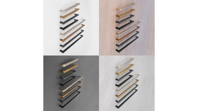 Griff Ruppichteroth Aluminium - Druckguss eisenfarbig getrommelt matt eisenfarbig getrommelt matt - 174 mm lang  vor weißem Hintergrund