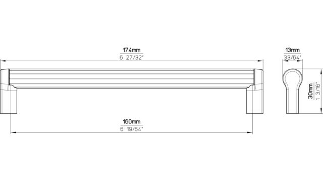 Griff Ruppichteroth Aluminium - Druckguss eisenfarbig getrommelt matt eisenfarbig getrommelt matt - 174 mm lang  vor weißem Hintergrund