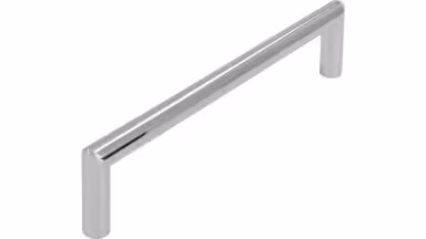 Griff Schlitz Druckguss chrom glänzend - 136 mm lang vor weißem Hintergrund