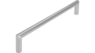 Griff Schlitz Druckguss chrom glänzend - 168 mm lang vor weißem Hintergrund