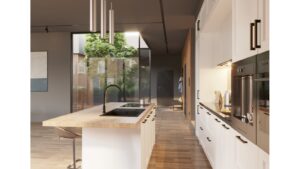 Griff Sülzetal Holz - Druckguss schwarz matt pulverbeschichtet eiche natur lackiert - 188 mm lang  vor weißem Hintergrund