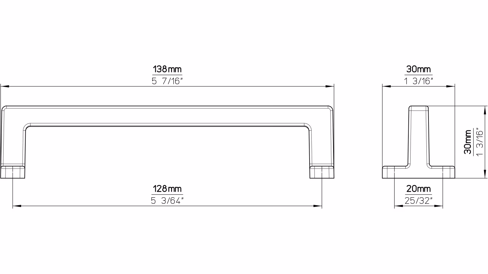 Griff Süßen Druckguss schwarz matt pulverbeschichtet - 138 mm lang  vor weißem Hintergrund