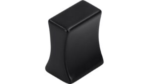 Knopf Höchst Druckguss schwarz matt pulverbeschichtet - 20 mm lang vor weißem Hintergrund