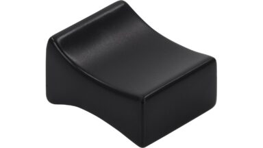 Knopf Höchst Druckguss schwarz matt pulverbeschichtet - 20 mm lang  vor weißem Hintergrund
