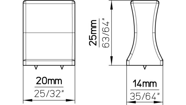 Knopf Höchst Druckguss schwarz matt pulverbeschichtet - 20 mm lang  vor weißem Hintergrund