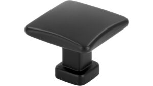 Knopf Wölfersheim Druckguss schwarz matt pulverbeschichtet - 30 mm lang vor weißem Hintergrund