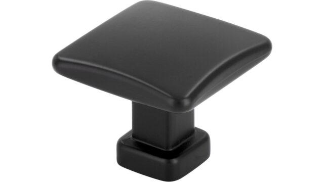 Knopf Wölfersheim Druckguss schwarz matt pulverbeschichtet - 30 mm lang vor weißem Hintergrund