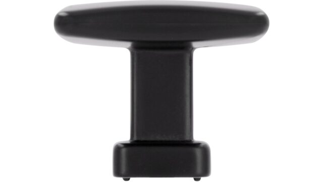 Knopf Wölfersheim Druckguss schwarz matt pulverbeschichtet - 30 mm lang  vor weißem Hintergrund