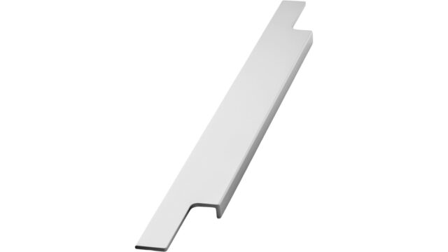 Griffleiste TRIM Aluminium - Edelstahloptik - 597 mm lang vor weißem Hintergrund