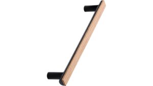 Griff BIS Eiche FSC 100%-Zink - Lackiert/Schwarz matt - 188 mm lang  vor weißem Hintergrund