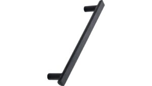 Griff BIS Eiche FSC 100%-Zink - Schwarz gebeizt/Schwarz matt - 188 mm lang  vor weißem Hintergrund