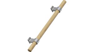 Griff BOND Eiche FSC 100%-Zink - Lackiert/Edelstahloptik - 250 mm lang  vor weißem Hintergrund