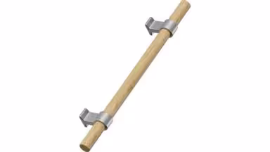 Griff BOND Eiche FSC 100%-Zink - Lackiert/Edelstahloptik - 410 mm lang vor weißem Hintergrund