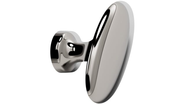 Knopf BARON-T Zink - Glanz Nickel - 60 mm lang vor weißem Hintergrund