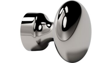 Knopf BARON Zink - Glanz Nickel - 32 mm lang vor weißem Hintergrund