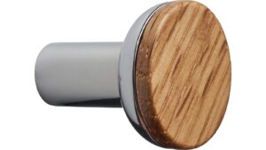 Knopf BIS-KNOB Eiche FSC 100%-Zink - Lackiert/Glanz verchromt - 24 mm lang vor weißem Hintergrund