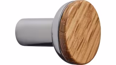 Knopf BIS-KNOB Eiche FSC 100%-Zink - Lackiert/Glanz verchromt - 24 mm lang  vor weißem Hintergrund