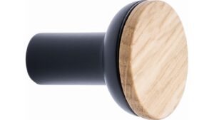 Knopf BIS-KNOB Eiche FSC 100%-Zink - Lackiert/Schwarz matt - 24 mm lang vor weißem Hintergrund