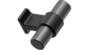 Knopf BOND-KNOB Aluminium-Zink - Schwarz matt/Gun-metal - 50 mm lang vor weißem Hintergrund