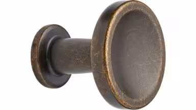 Knopf CHATEAU-KNOB Zink - Braun antik - 30 mm lang  vor weißem Hintergrund