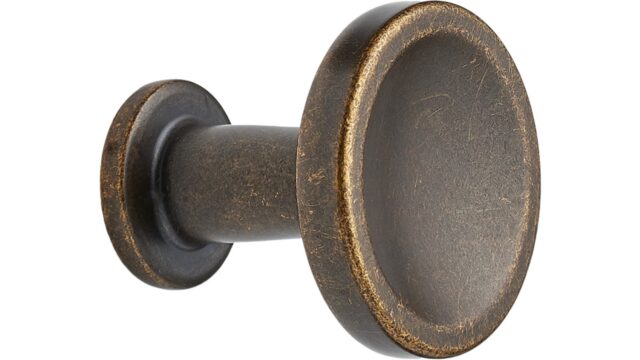 Knopf CHATEAU-KNOB Zink - Braun antik - 30 mm lang vor weißem Hintergrund