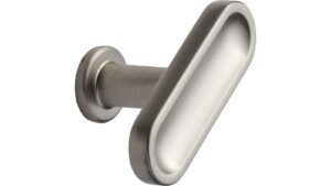 Knopf CHATEAU-T Zink - Edelstahloptik - 52 mm lang vor weißem Hintergrund