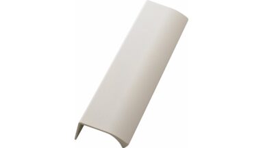 Griffleiste EDGE-Straight Aluminium - Weiß m/Struktur - 40 mm lang  vor weißem Hintergrund