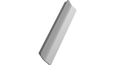 Griffleiste LEAF Zink - Edelstahloptik - 200 mm lang vor weißem Hintergrund