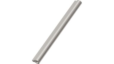 Griffleiste LUCENTE Aluminium - Edelstahloptik matt - 300 mm lang vor weißem Hintergrund