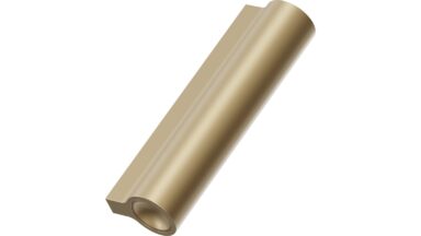 Griffleiste LUCENTE Aluminium - Mattiertes Messing - 100 mm lang vor weißem Hintergrund