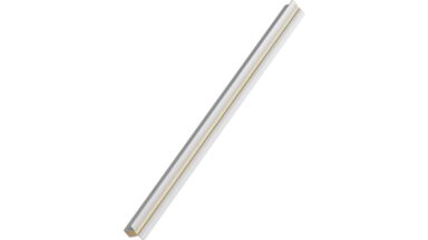 Griffleiste PAPILLON Aluminium-Eiche FSC 100% - Lackiert/Edelstahloptik - 400 mm lang vor weißem Hintergrund