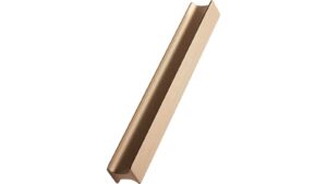 Griffleiste TRACK Aluminium - Messing gebürstet - 200 mm lang vor weißem Hintergrund